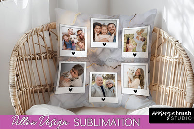 Family Photo Frame Pillow Siblomation - Marble Pillow Cover Sublimation OrangeBrushStudio 