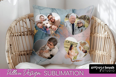 Family Photo Frame Pillow Siblomation - Marble Pillow Cover Sublimation OrangeBrushStudio 