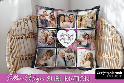 Family Photo Frame Pillow Siblomation - Marble Pillow Cover Sublimation OrangeBrushStudio 