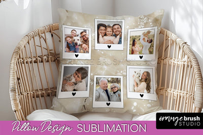Family Photo Frame Pillow Siblomation - Marble Pillow Cover Sublimation OrangeBrushStudio 
