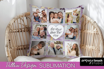 Family Photo Frame Pillow Siblomation - Marble Pillow Cover Sublimation OrangeBrushStudio 