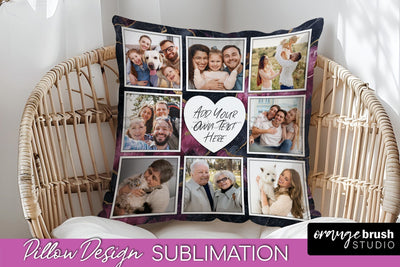 Family Photo Frame Pillow Siblomation - Marble Pillow Cover Sublimation OrangeBrushStudio 