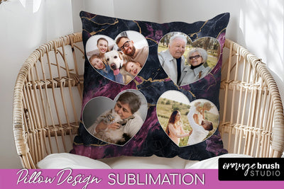 Family Photo Frame Pillow Siblomation - Marble Pillow Cover Sublimation OrangeBrushStudio 