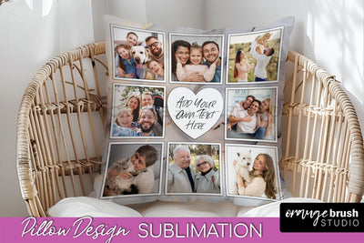 Family Photo Frame Pillow Siblomation - Marble Pillow Cover Sublimation OrangeBrushStudio 