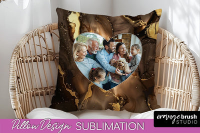 Family Photo Frame Pillow Siblomation - Marble Pillow Cover Sublimation OrangeBrushStudio 