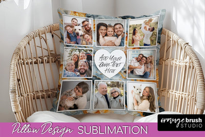 Family Photo Frame Pillow Siblomation - Marble Pillow Cover Sublimation OrangeBrushStudio 