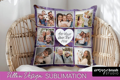 Family Photo Frame Pillow Siblomation - Marble Pillow Cover Sublimation OrangeBrushStudio 