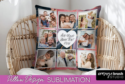 Family Photo Frame Pillow Siblomation - Marble Pillow Cover Sublimation OrangeBrushStudio 