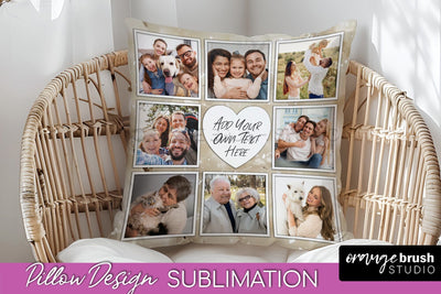 Family Photo Frame Pillow Siblomation - Marble Pillow Cover Sublimation OrangeBrushStudio 