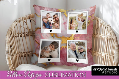 Family Photo Frame Pillow Siblomation - Marble Pillow Cover Sublimation OrangeBrushStudio 