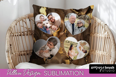 Family Photo Frame Pillow Siblomation - Marble Pillow Cover Sublimation OrangeBrushStudio 
