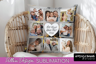 Family Photo Frame Pillow Siblomation - Marble Pillow Cover Sublimation OrangeBrushStudio 