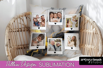 Family Photo Frame Pillow Siblomation - Marble Pillow Cover Sublimation OrangeBrushStudio 