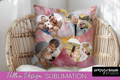 Family Photo Frame Pillow Siblomation - Marble Pillow Cover Sublimation OrangeBrushStudio 