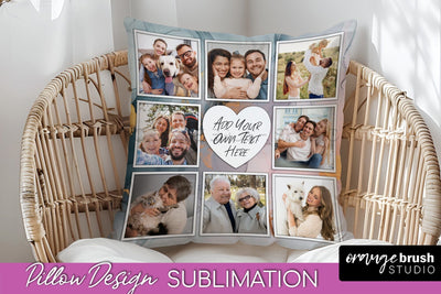 Family Photo Frame Pillow Siblomation - Marble Pillow Cover Sublimation OrangeBrushStudio 