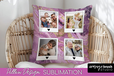 Family Photo Frame Pillow Siblomation - Marble Pillow Cover Sublimation OrangeBrushStudio 