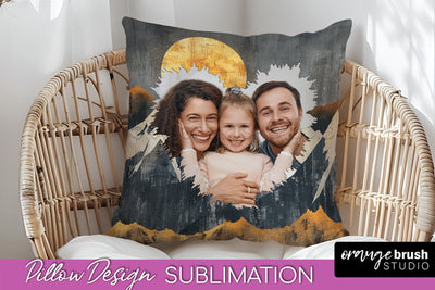 Family Photo Frame Pillow Sublimation - Boho Pillow Cover Sublimation OrangeBrushStudio 