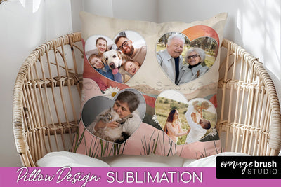 Family Photo Frame Pillow Sublimation - Boho Pillow Cover Sublimation OrangeBrushStudio 