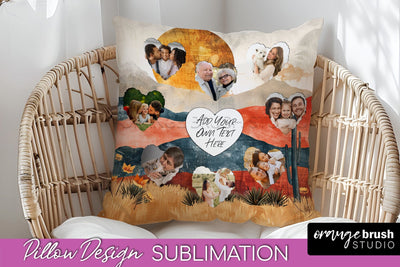 Family Photo Frame Pillow Sublimation - Boho Pillow Cover Sublimation OrangeBrushStudio 