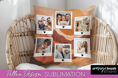 Family Photo Frame Pillow Sublimation - Boho Pillow Cover Sublimation OrangeBrushStudio 