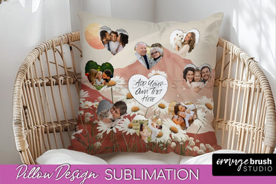 Family Photo Frame Pillow Sublimation - Boho Pillow Cover Sublimation OrangeBrushStudio 