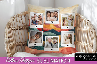 Family Photo Frame Pillow Sublimation - Boho Pillow Cover Sublimation OrangeBrushStudio 