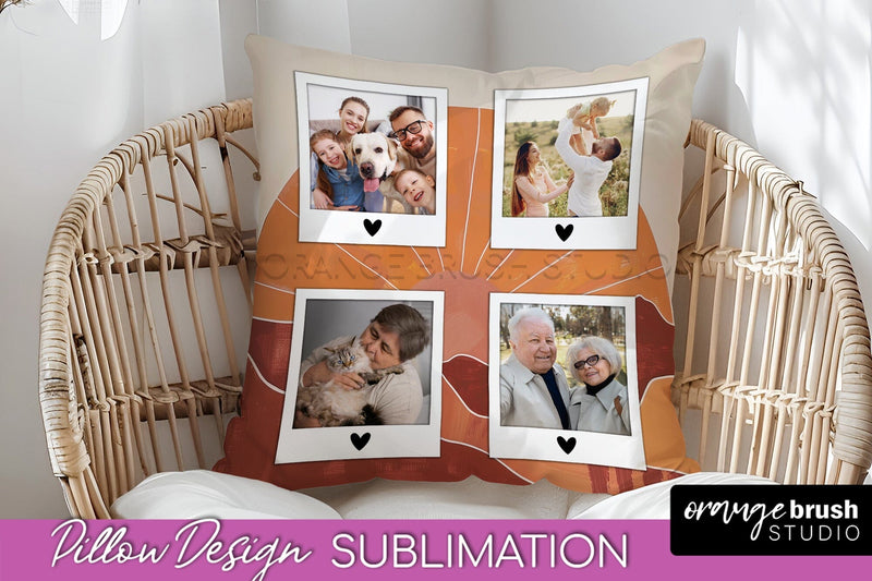 Family Photo Frame Pillow Sublimation - Boho Pillow Cover Sublimation OrangeBrushStudio 