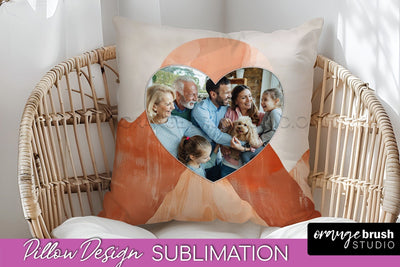 Family Photo Frame Pillow Sublimation - Boho Pillow Cover Sublimation OrangeBrushStudio 