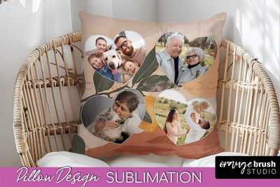 Family Photo Frame Pillow Sublimation - Boho Pillow Cover Sublimation OrangeBrushStudio 