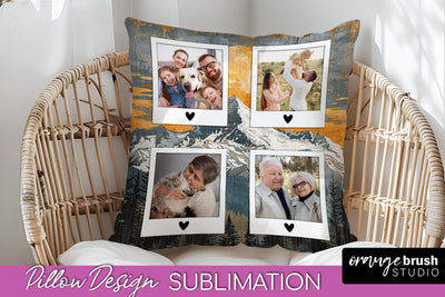 Family Photo Frame Pillow Sublimation - Boho Pillow Cover Sublimation OrangeBrushStudio 