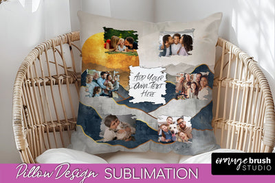 Family Photo Frame Pillow Sublimation - Boho Pillow Cover Sublimation OrangeBrushStudio 