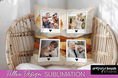 Family Photo Frame Pillow Sublimation - Boho Pillow Cover Sublimation OrangeBrushStudio 
