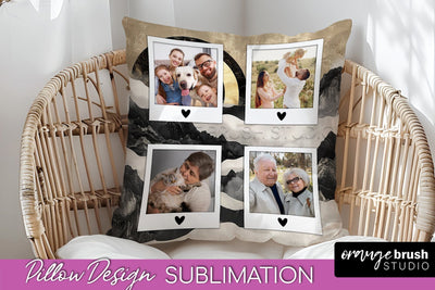 Family Photo Frame Pillow Sublimation - Boho Pillow Cover Sublimation OrangeBrushStudio 