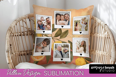 Family Photo Frame Pillow Sublimation - Boho Pillow Cover Sublimation OrangeBrushStudio 