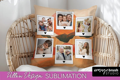 Family Photo Frame Pillow Sublimation - Boho Pillow Cover Sublimation OrangeBrushStudio 