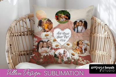 Family Photo Frame Pillow Sublimation - Boho Pillow Cover Sublimation OrangeBrushStudio 