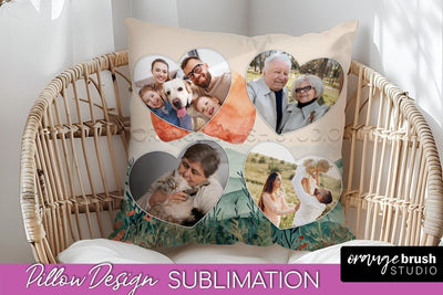 Family Photo Frame Pillow Sublimation - Boho Pillow Cover Sublimation OrangeBrushStudio 