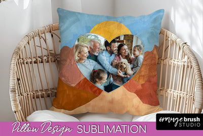 Family Photo Frame Pillow Sublimation - Boho Pillow Cover Sublimation OrangeBrushStudio 