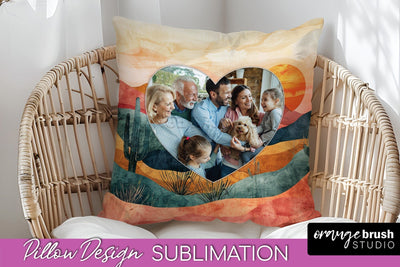 Family Photo Frame Pillow Sublimation - Boho Pillow Cover Sublimation OrangeBrushStudio 