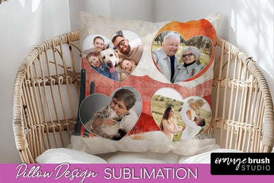 Family Photo Frame Pillow Sublimation - Boho Pillow Cover Sublimation OrangeBrushStudio 