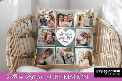 Family Photo Frame Pillow Sublimation - Boho Pillow Cover Sublimation OrangeBrushStudio 