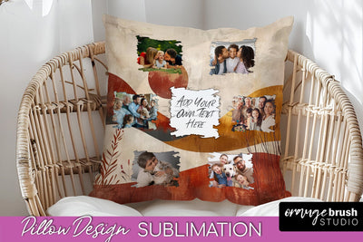Family Photo Frame Pillow Sublimation - Boho Pillow Cover Sublimation OrangeBrushStudio 