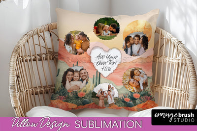 Family Photo Frame Pillow Sublimation - Boho Pillow Cover Sublimation OrangeBrushStudio 