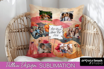 Family Photo Frame Pillow Sublimation - Boho Pillow Cover Sublimation OrangeBrushStudio 