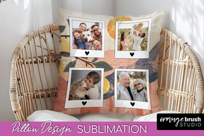 Family Photo Frame Pillow Sublimation - Boho Pillow Cover Sublimation OrangeBrushStudio 