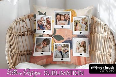 Family Photo Frame Pillow Sublimation - Boho Pillow Cover Sublimation OrangeBrushStudio 