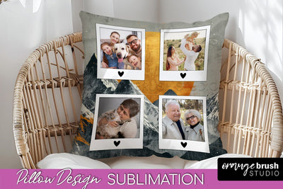 Family Photo Frame Pillow Sublimation - Boho Pillow Cover Sublimation OrangeBrushStudio 