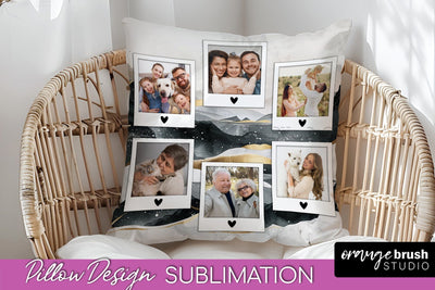 Family Photo Frame Pillow Sublimation - Boho Pillow Cover Sublimation OrangeBrushStudio 