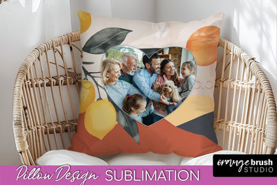 Family Photo Frame Pillow Sublimation - Boho Pillow Cover Sublimation OrangeBrushStudio 