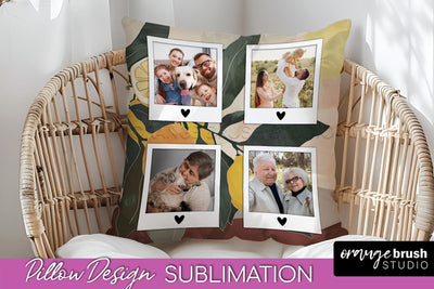 Family Photo Frame Pillow Sublimation - Boho Pillow Cover Sublimation OrangeBrushStudio 